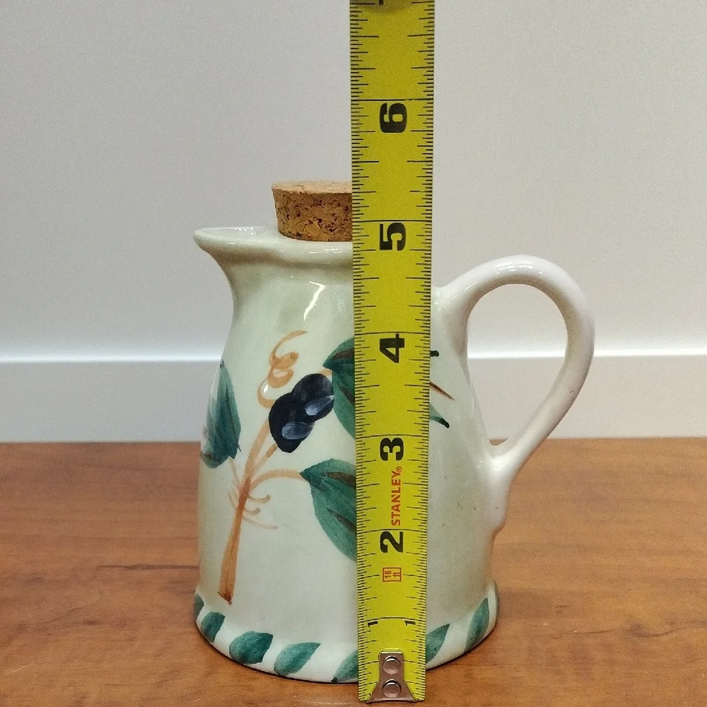 Williams Sonoma Ceramic Olive Oil Jug with Cork Lid Made In Portugal